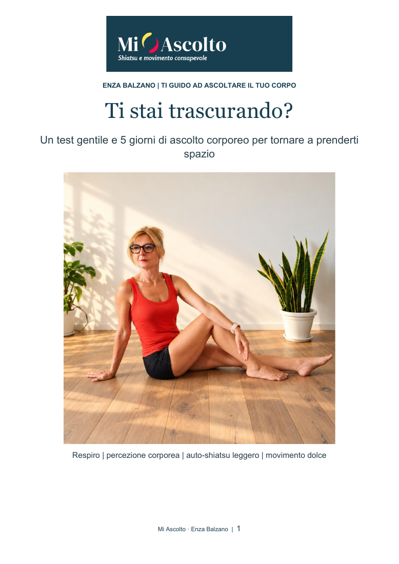 Copertina della miniGuida Ti stai trascurando?, con il logo Mi Ascolto.